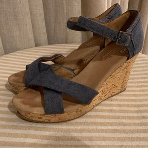 Denim Blue Toms Wedge Sandals